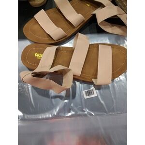 Cushionaire Memory Womens Foam Plush Pink Strap Indy Slide Sandals